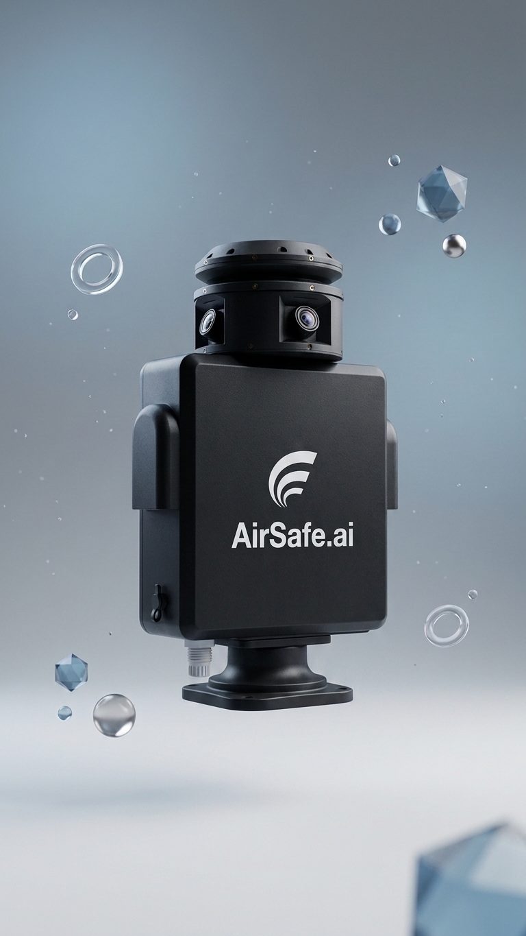 AirSafe.ai ground unit in black, studio shot
