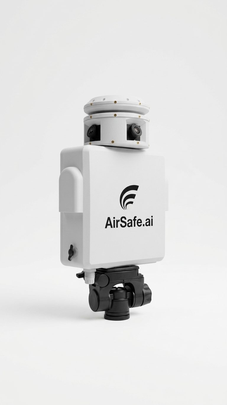 AirSafe.ai ground unit in white, studio shot
